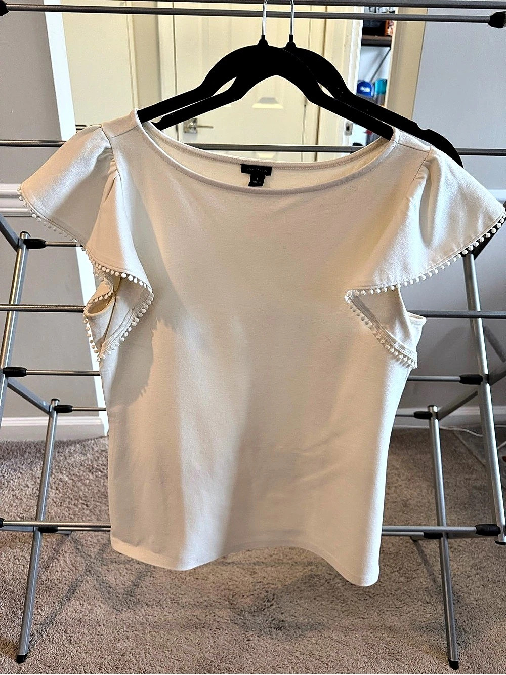Ann Taylor Ruffle Trim Short Sleeve Top